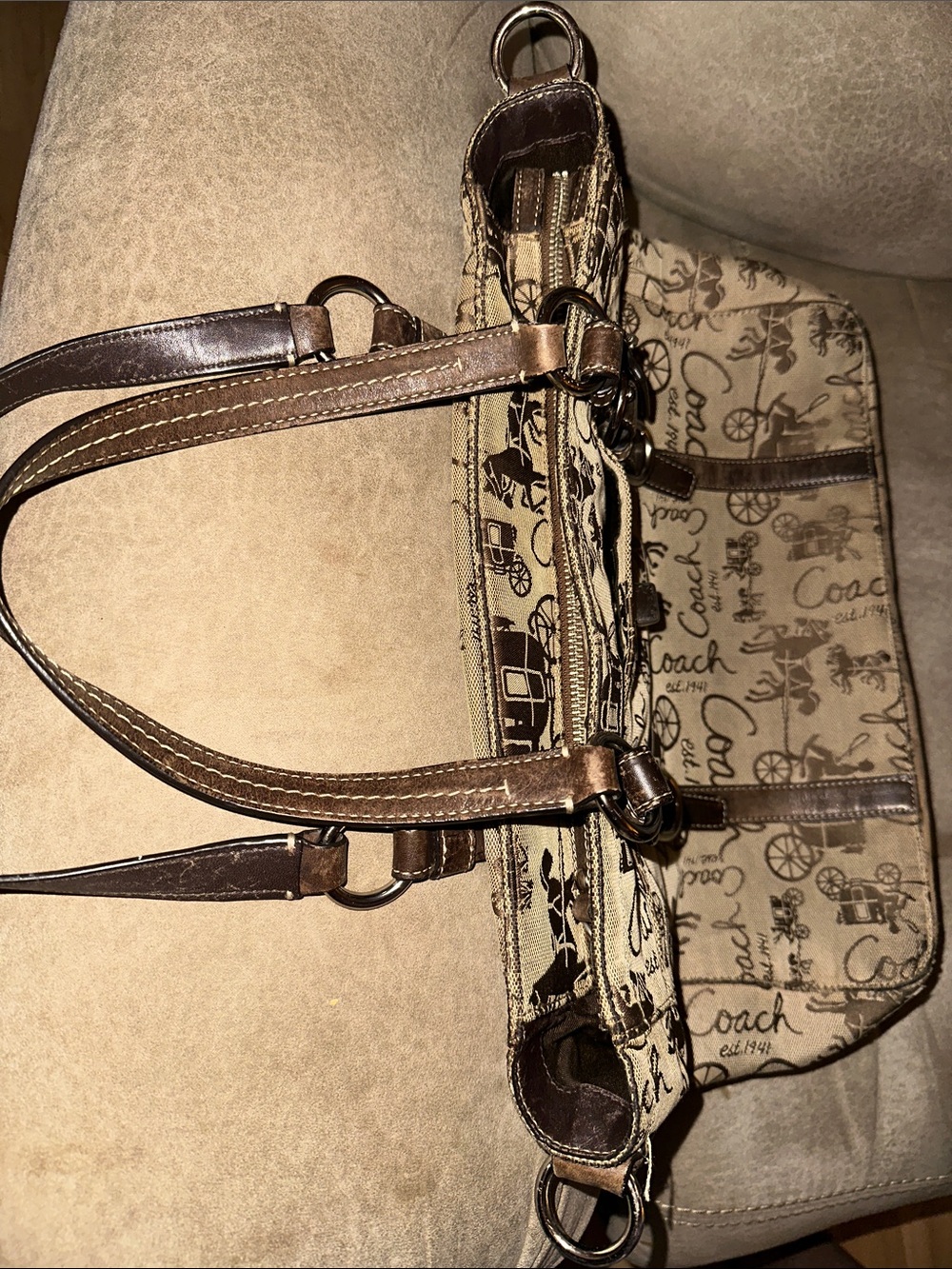 Coach Signature Canvas & Leather Horse & Carriage Tote - Picture 7 of 7